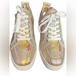 Christian Louboutin Rantulow Orlato Metalllic Lurex Flame Sneakers Size 41